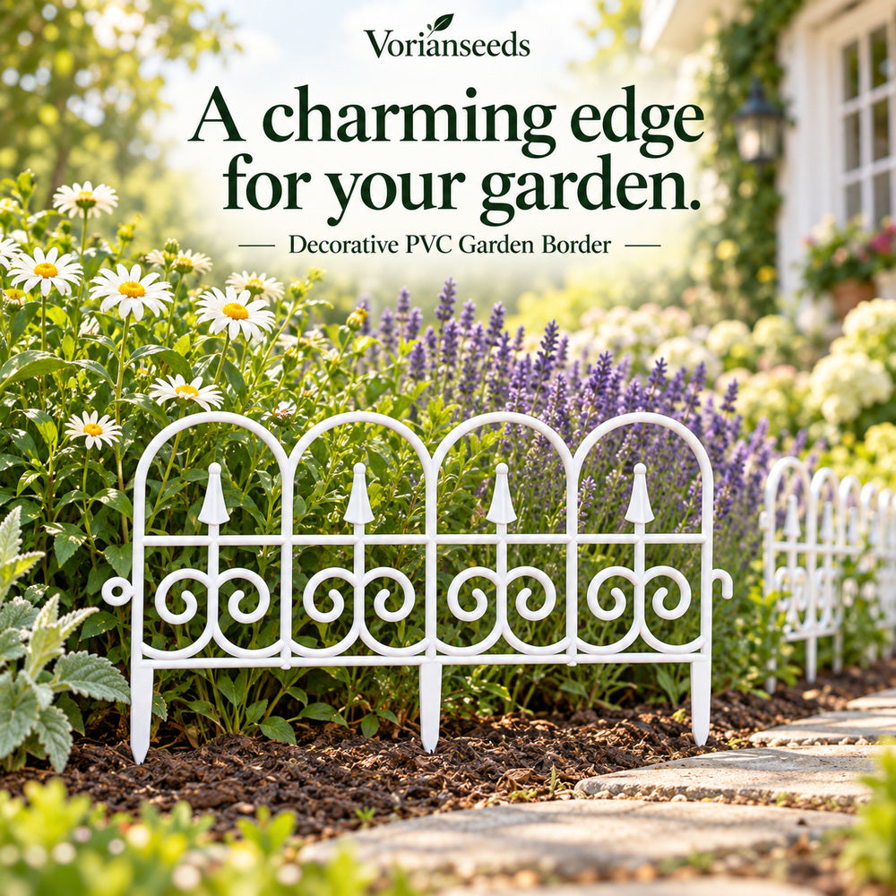 Decorative PVC Garden Border Fence for Flower Beds & Garden Paths