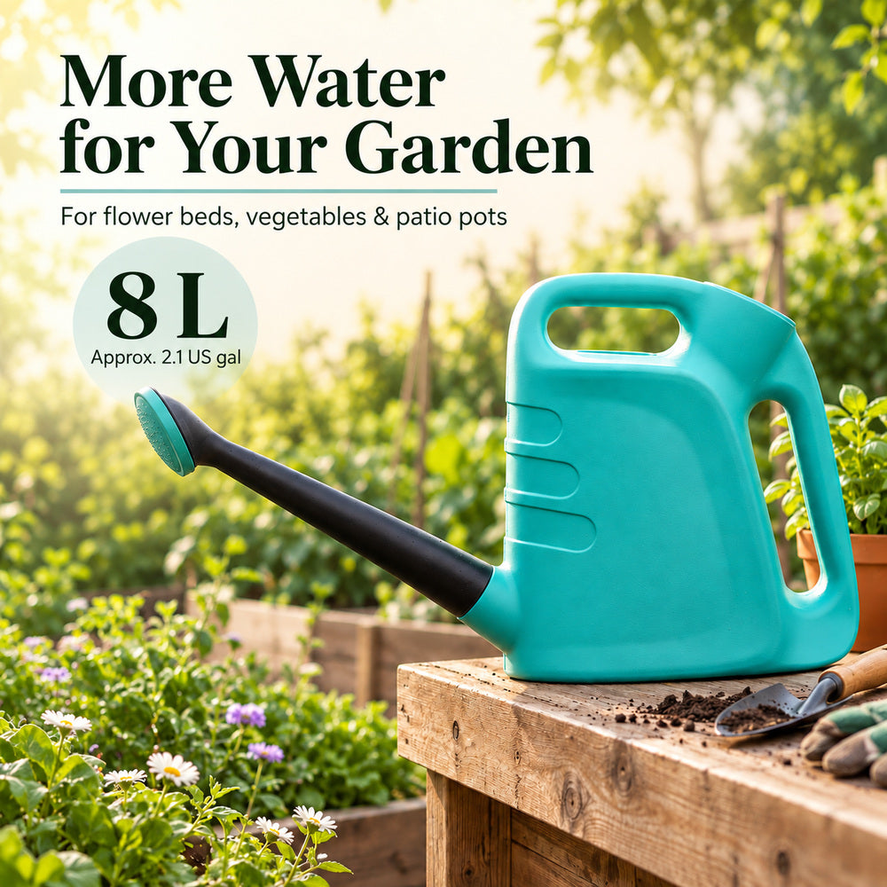 8L Garden Watering Can with Long Spout & Dual Handles