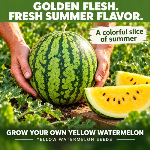 Yellow Watermelon Seeds – Golden Flesh & Green Striped Rind