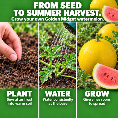 Golden Midget Watermelon Seeds – Mini Melons with Golden Rind & Pink Flesh