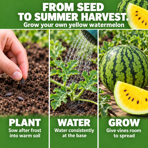 Yellow Watermelon Seeds – Golden Flesh & Green Striped Rind