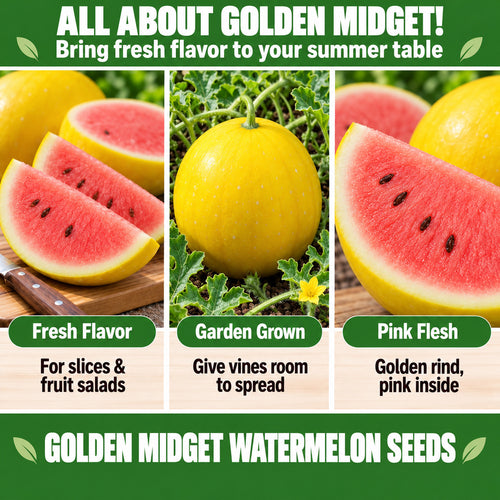 Golden Midget Watermelon Seeds – Mini Melons with Golden Rind & Pink Flesh
