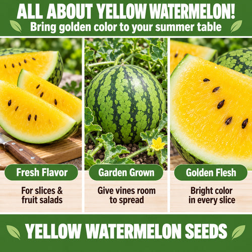 Yellow Watermelon Seeds – Golden Flesh & Green Striped Rind