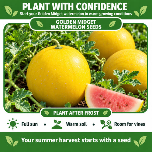 Golden Midget Watermelon Seeds – Mini Melons with Golden Rind & Pink Flesh