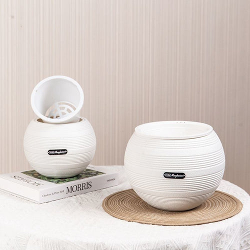 Ivory Textured Indoor Planter with Removable Inner Pot