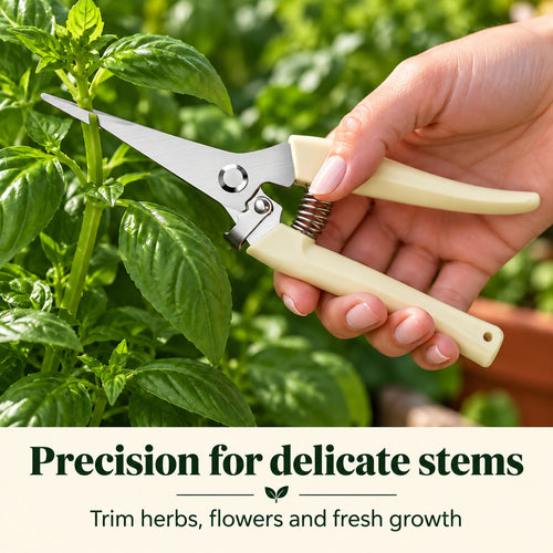 Cream Garden Shears for Flowers & Herbs – Curved or Straight Blade