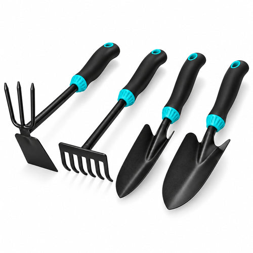 4-Piece Garden Hand Tool Set for Planting, Digging & Weeding